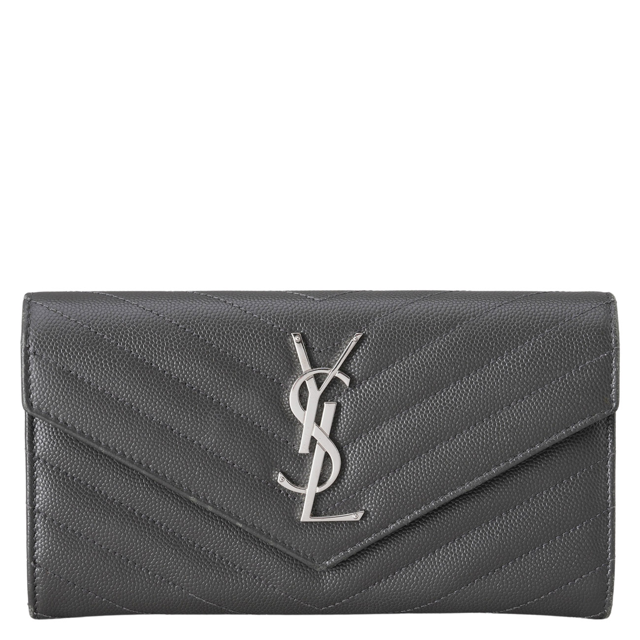 YVES SAINT LAURENT(USED)생로랑 372264 모노그램 쉐브론 장지갑